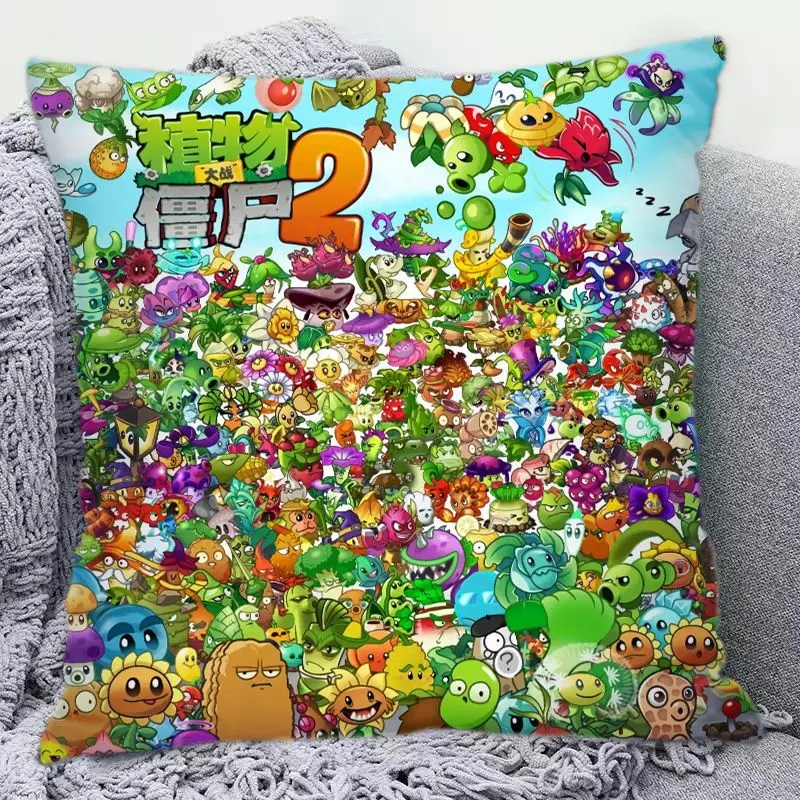 

Plants Vs. Zombies Cute Cartoon Double-Sided Pattern Pillow Square Cushion for Sofa Decor and Dorm Bed Soft Throw Pillow Home