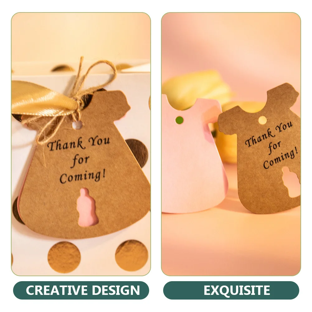 ป้ายของขวัญกระดาษคราฟท์ 50 ชุด ป้ายติดสินค้าแบบเสื้อผ้า สำหรับจัดระเบียบของขวัญ ของชำร่วย อุปกรณ์งานเลี้ยงฉลองเปิดตัวเด็ก งานเปิดเผยเพศ