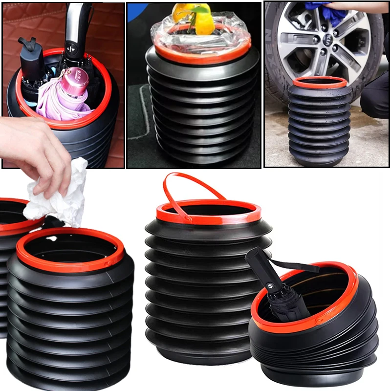 Multifunction Foldable Bucket Car Trash Can Outdoor Camping Waste Garbage Storage Box Black Container Portable Fishing Bucket