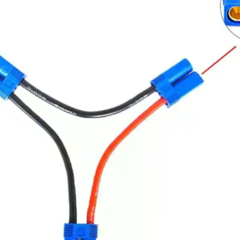 EC5 Parallel Battery Connector Cable Dual Extension Y Splitter 12AWG Silicone Wire Y / O Style For Rc Toys