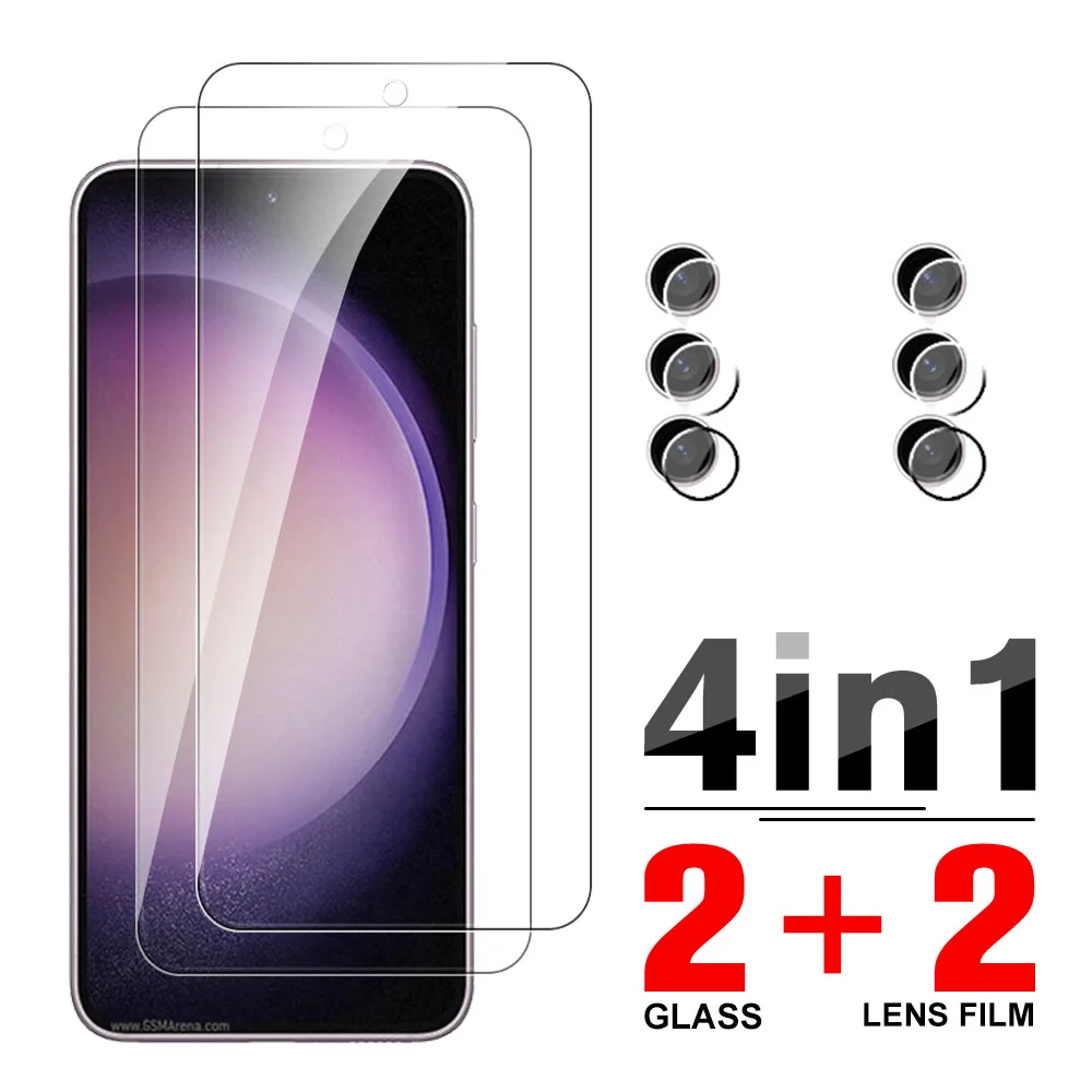 4in1 Tempered Glass Case For Samsung S23 Plus Screen Protectors Samsun s 23 23plus s23plus 5G Camera Lens Protective Film Cover