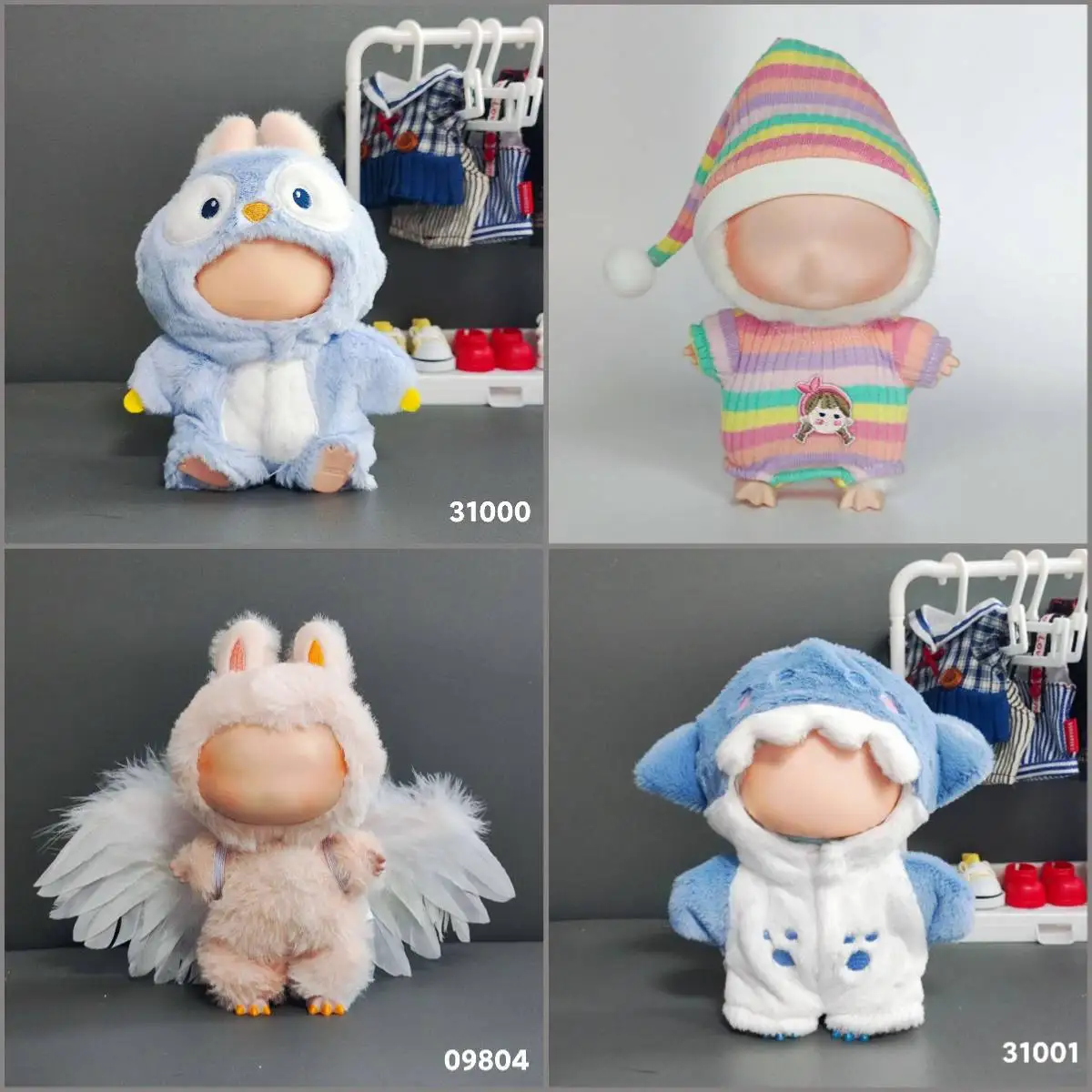 

17cm Mini Plush Doll'S Clothes Outfit Accessories For Korea Kpop Exo Labubu Idol V1 V2 Bee Dinosaur Shark Costume Clothing Gift