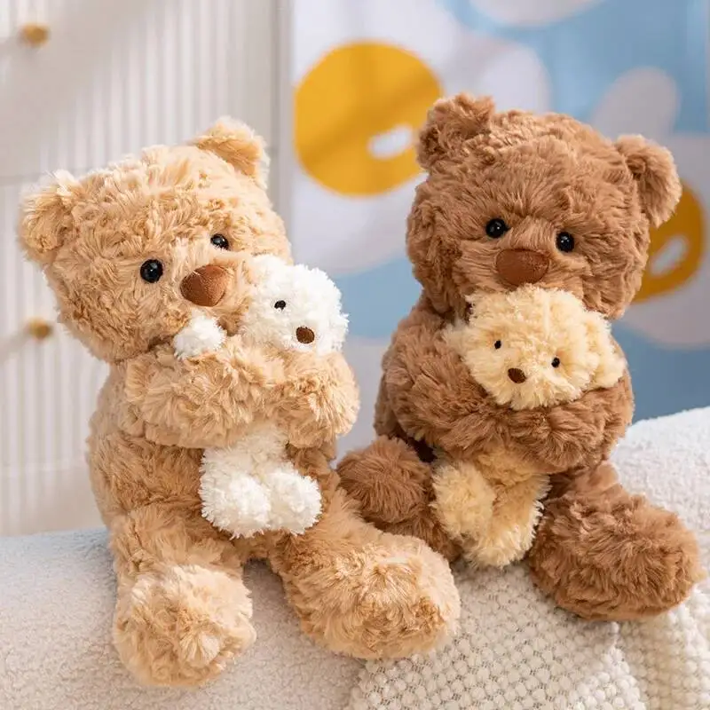 

Cute Parent-child Teddy Bear Plush Toy Fluffy Bear& Rabbit Mom Hold Baby Soft Doll Stuffed Animal Plush Kids Toys Birthday Gift