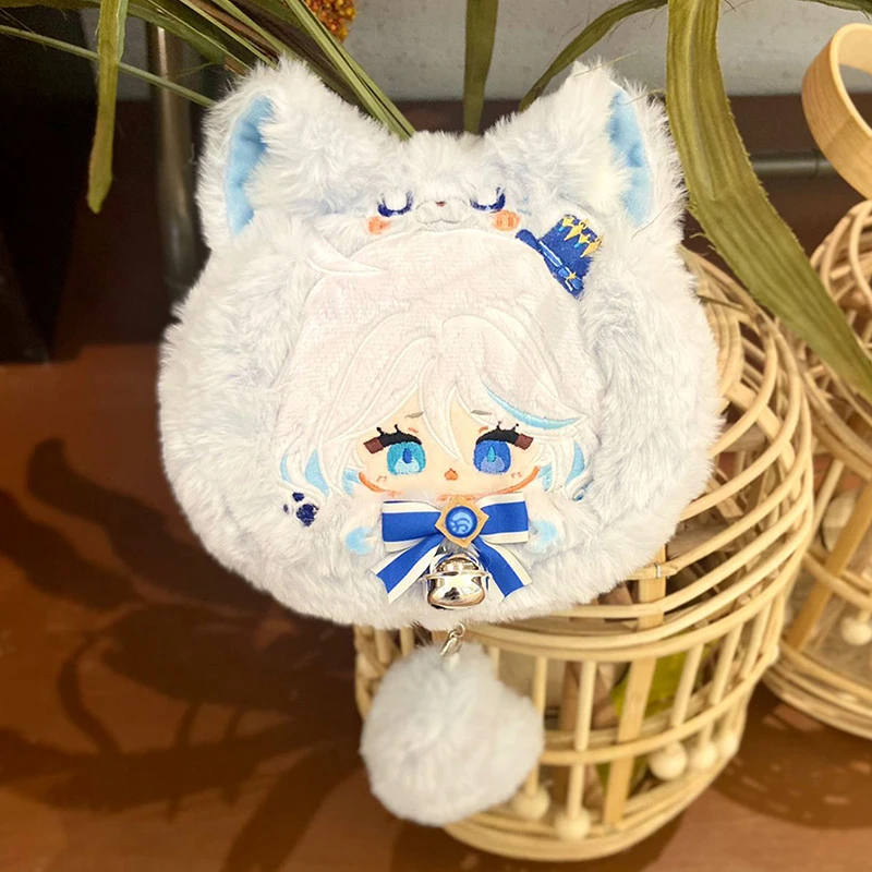 Spiel Genshin Impact Furina de Fontaine Plüschpuppe Geldbörse Tasche Anime Focalors Spielzeug Headset Aufbewahrungstasche Mini Geldbörsen Geschenke 15 cm