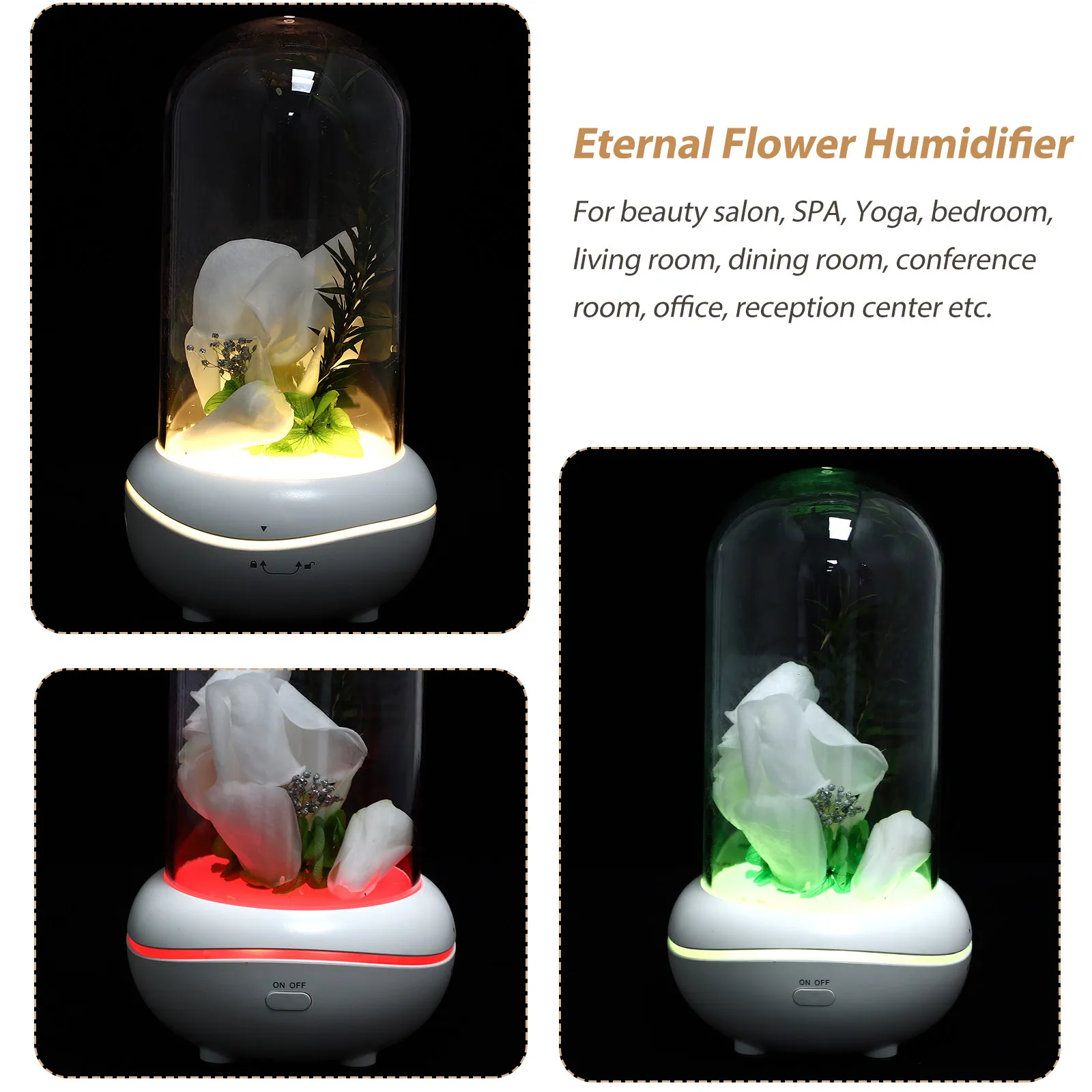 

Увлажнитель воздуха «Вечный цветок» с LED-ночником и аромадиффузором для спальни, гостиной, спа-салона, йоги, для расслабления ума и тела, мини-ландшафт