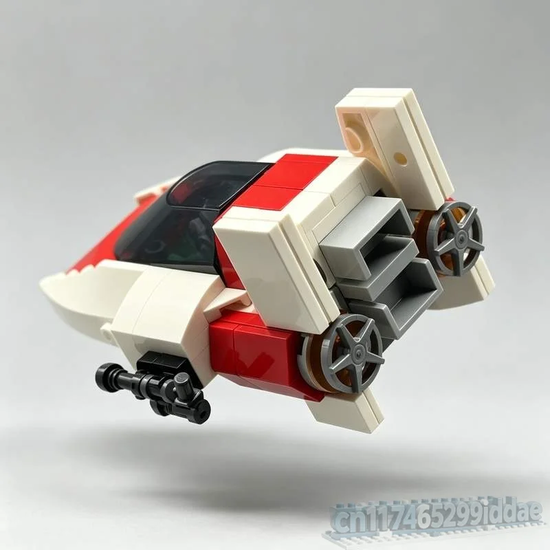 124PCS Chibi A-Wing Space Fighter Jet MOC Creative Building Block Model DIY Assembly Toy Science Fiction Gift Collection Display