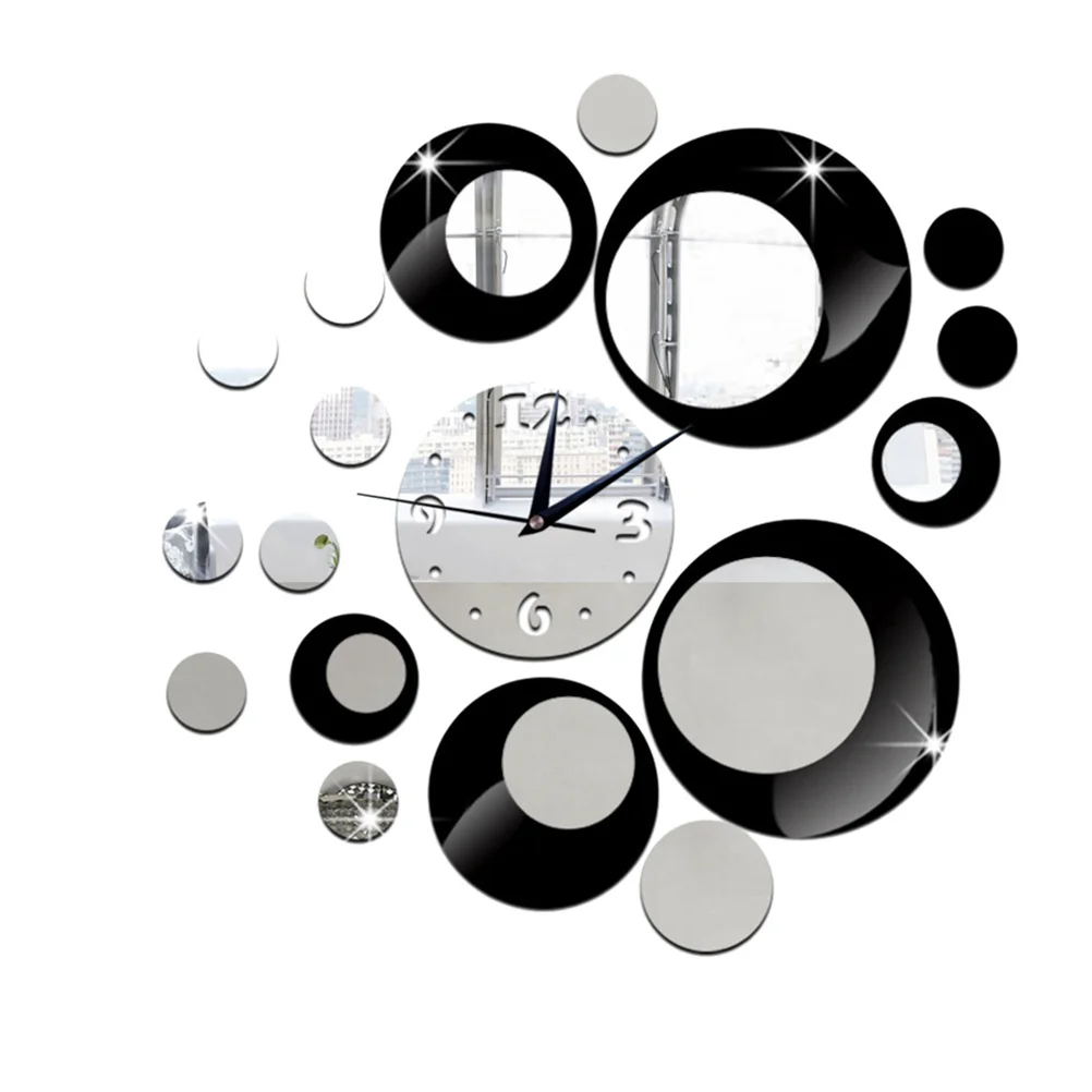 

DIY 3D Acrylic Wall Clock Mirror Sticker Home Living Room Office Decoration Black Easy Install Creative Gift Mirror Wall Clock