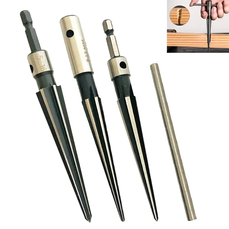 Hand Reamer Taper Bit Set for Electric Drill Countersink Chamfering Reaming Tool Wholesale Hex Shank Woodworking T-handle