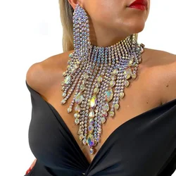 Stonefans Bohemian Drag Queen Exaggerated Tassel Necklace Set Earring Geometric Wedding Banquet African Jewelry Set Accessories