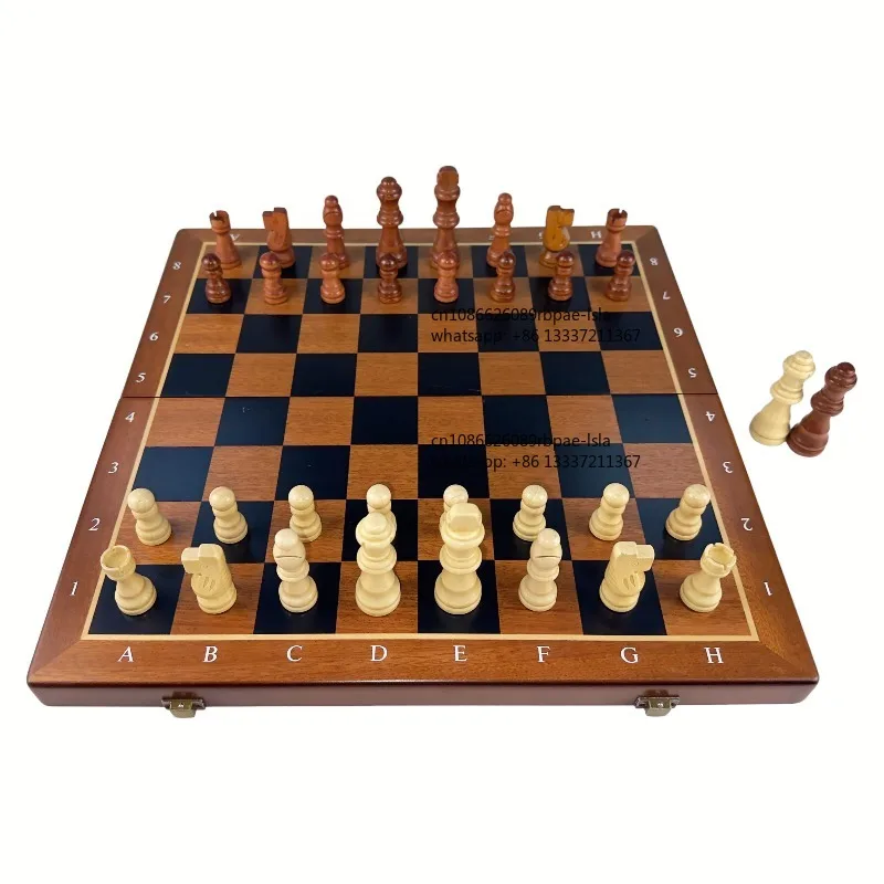 Wholesale High Quality 15 Inch Luxury Wooden Foldable Chess Table Backgammon Board Indoor Eco-Friendly International Chess Set 2