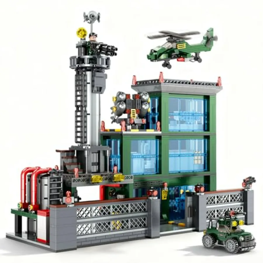 

Military Base Building Set for Adults 1753 PCS Army Model Kit with Vehicles Helicopter Figures Model Building Kit for Adult Roo