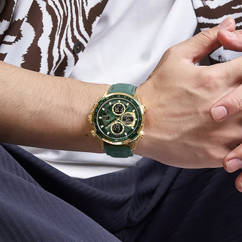 Nuevo Relojes originales NAVIFORCE de negocios de cuero de lujo para hombre, cronógrafo deportivo con alarma ​ Reloj para hombre Reloj de pulsera de