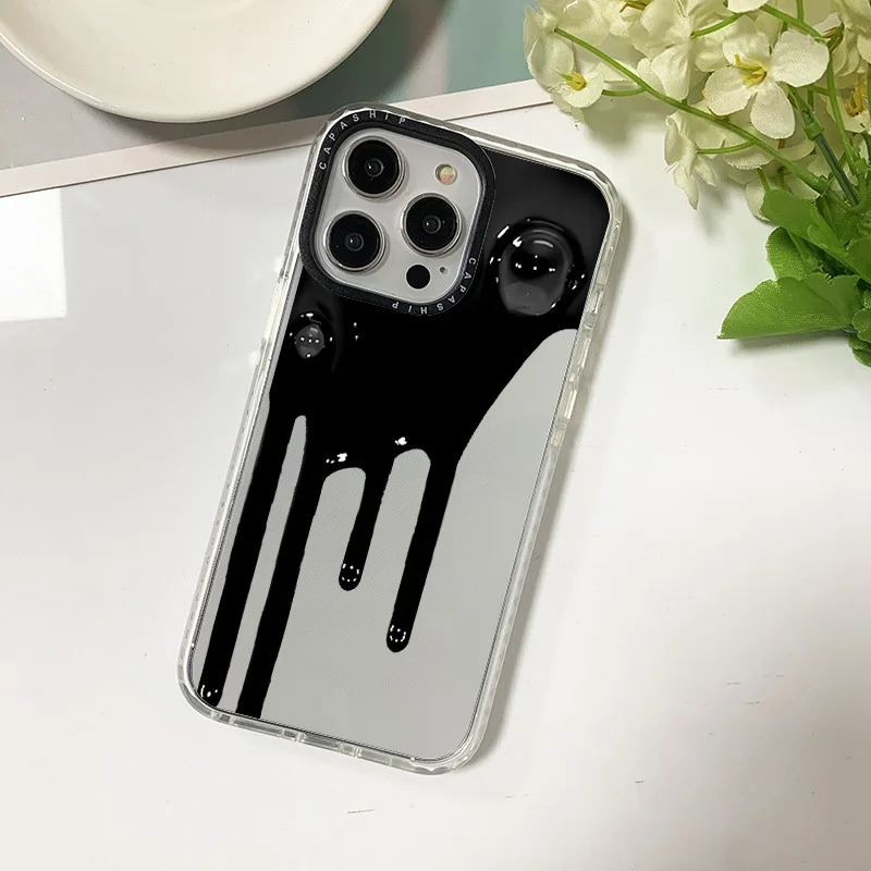 Art Black Dripping Paint Case For Iphone 11 14 15 Pro Max Silicone Soft Funda 12 13 Pro 7 8 Plus 7+ X XR XS Shockproof Cover