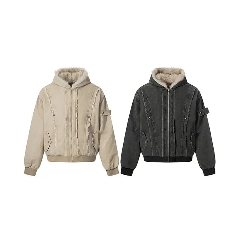 Solid Color Men Jacket Vintage Edge Design 2025 Long Sleeve Casual Denim High Street Male Tops CBTL0
