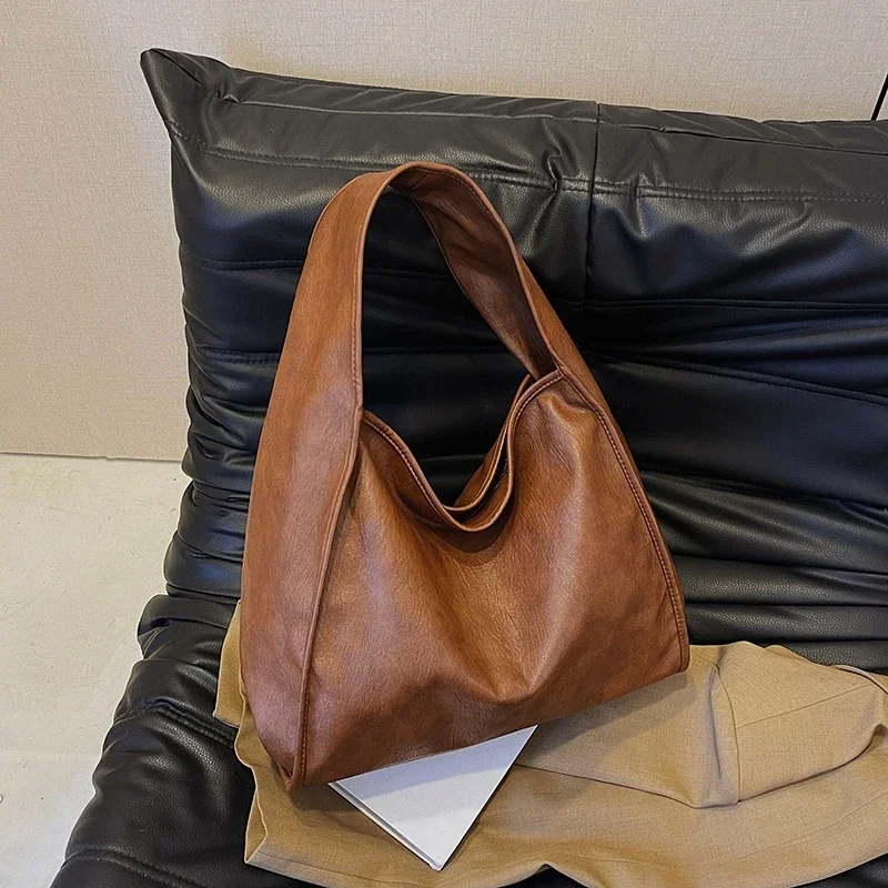 High-end and Versatile Large Capacity Soft Leather Bag New Fashion Commuter Shoulder Bag Tote Bag Bolsa De Ombro De Moda