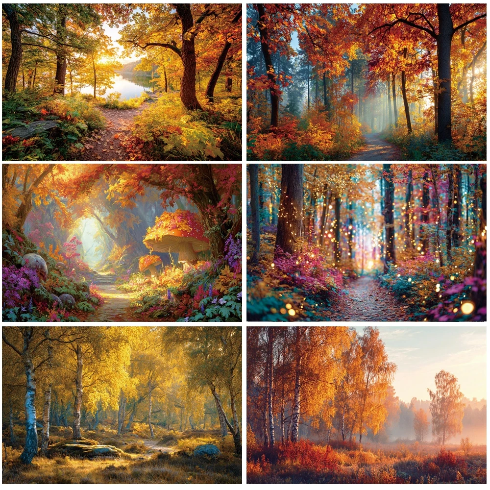 

MOON.QG Giant Mushrooms Woods Backgrounds For Photographs Waterfall Arch Backdrop Child Photozone Wallpaper Accessories Poster