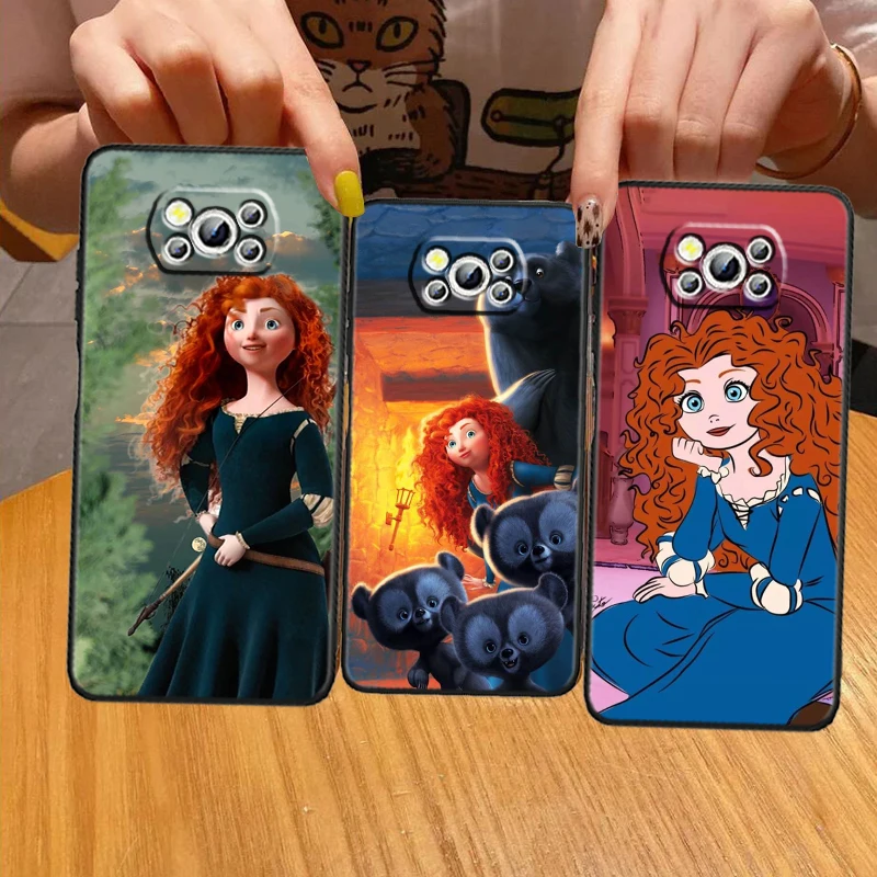 Disney Brave Cartoon Cute For Xiaomi Mi Poco F5 F4 F3 X6 X5 X4 X3 M6 M5 M5S M4 M3 C65 Pro GT NFC 5G Black Cover Phone Case