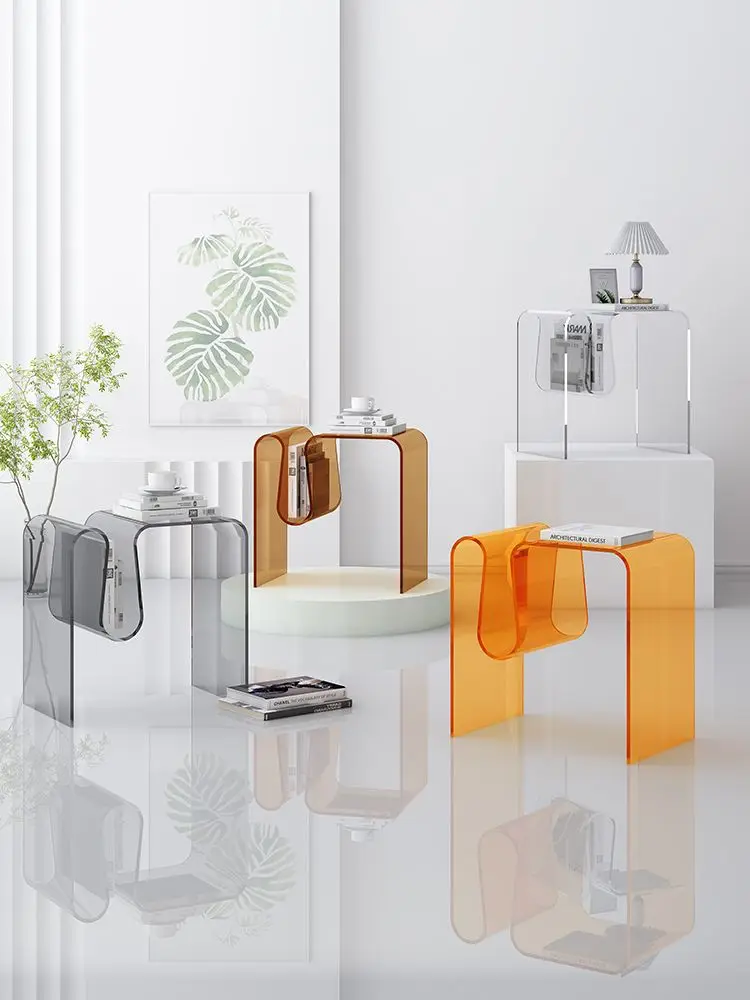 Mesita de noche de acrílico transparente para dormitorio, mesita de noche de diseño moderno, decoración del hogar, tamaño personalizado