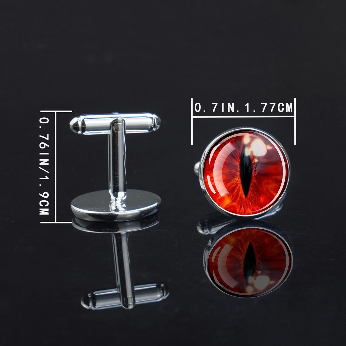 1 Pair Various Eye Pattern Cufflinks, Dome Glass Inlay, Diameter 1.77 Cm, Exquisite and Compact, Suitable As A Birthday Gift.