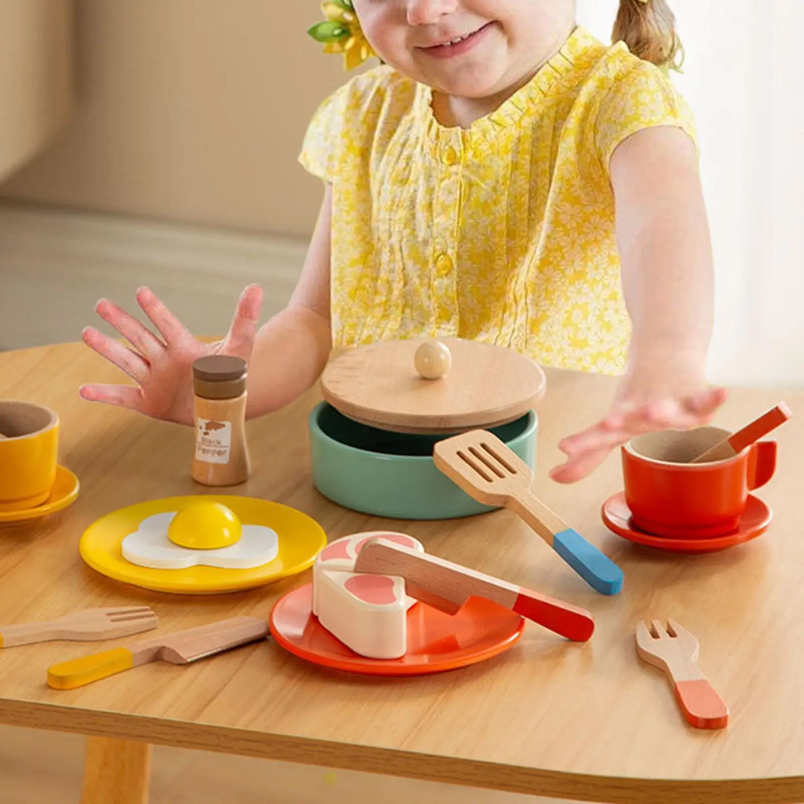 Ensemble de jeu de cuisine réaliste Montessori, poêle de cuisine, jeu de simulation