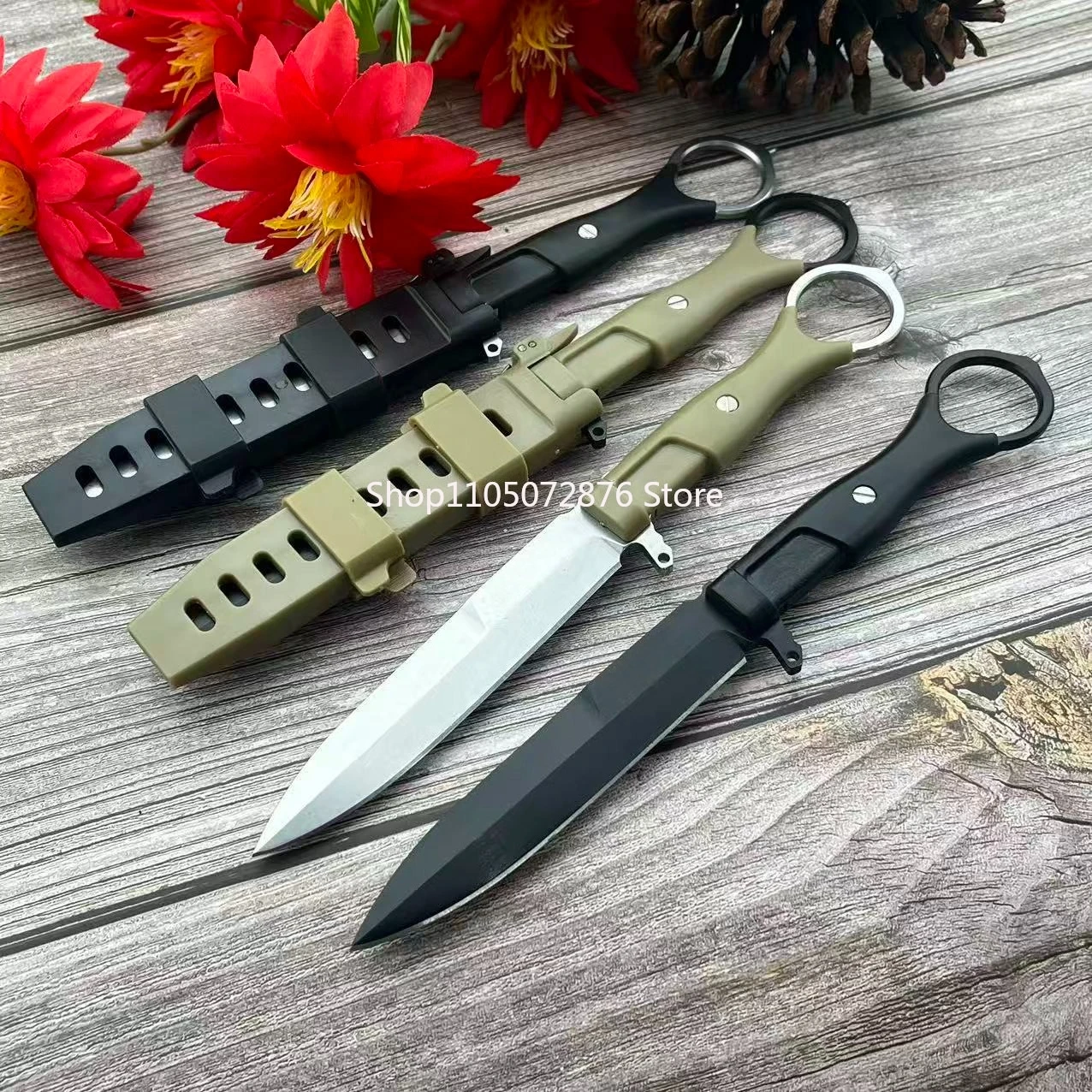 High Hardness Reinforced Nylon Handle 8Cr13Mov Fixed Blade Portable Knife, Outdoor Camping Jungle Adventure Self-defense Knife