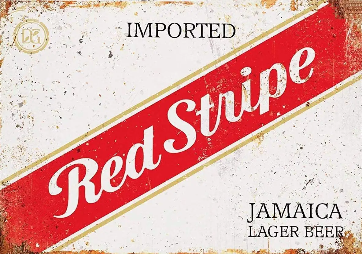 NDTS Red Stripe Jamaican Beer Vintage Tin Sign Metal Decor Metal Sign Metal Sign 8X12 Inches