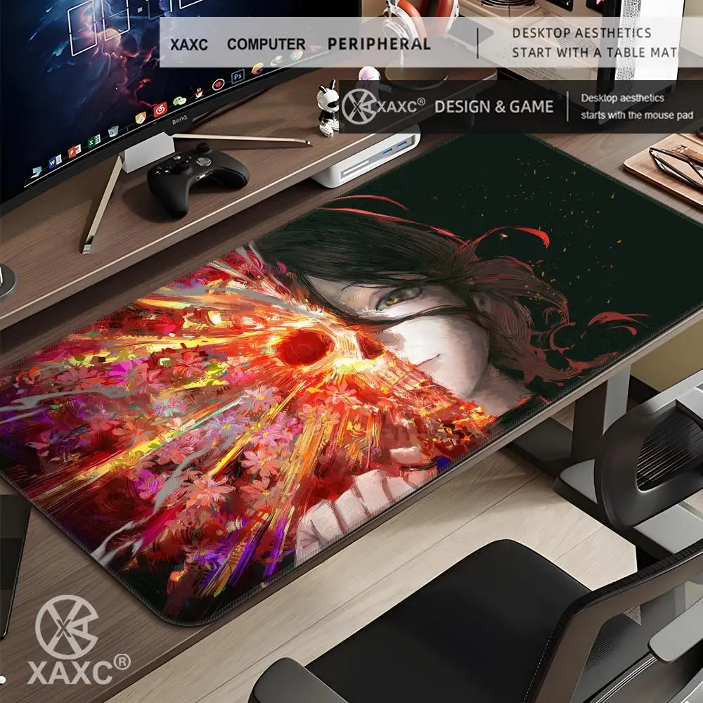 

Cute Anime Girls Reze Mousepad XXL Laptop Gamer Non-slip Desk Mat Comic Chainsaw Man Office E-Sports Keyboard Pad Extended XAXC