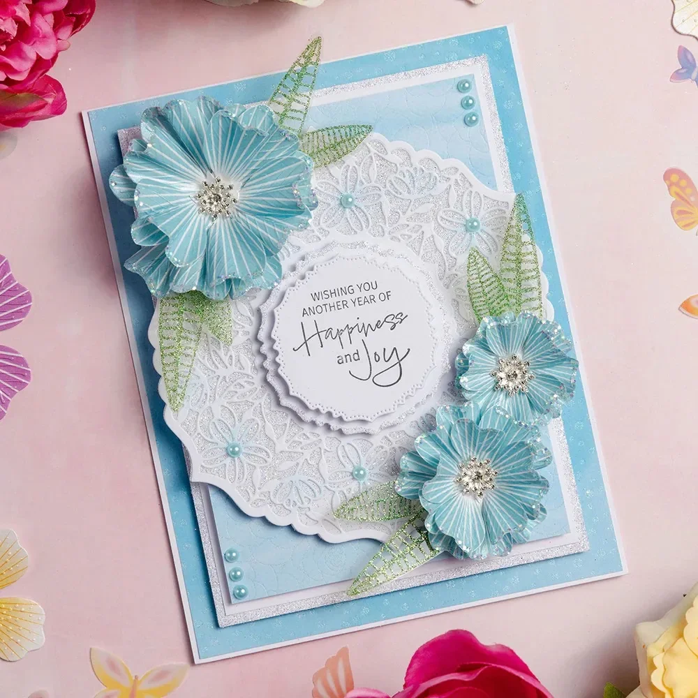 Sentiment Happy Birthday Blossoming Flower New 2026 Metal Cut Dies and Stamps Scrap Booking to Make Paper Engraving Frames Card