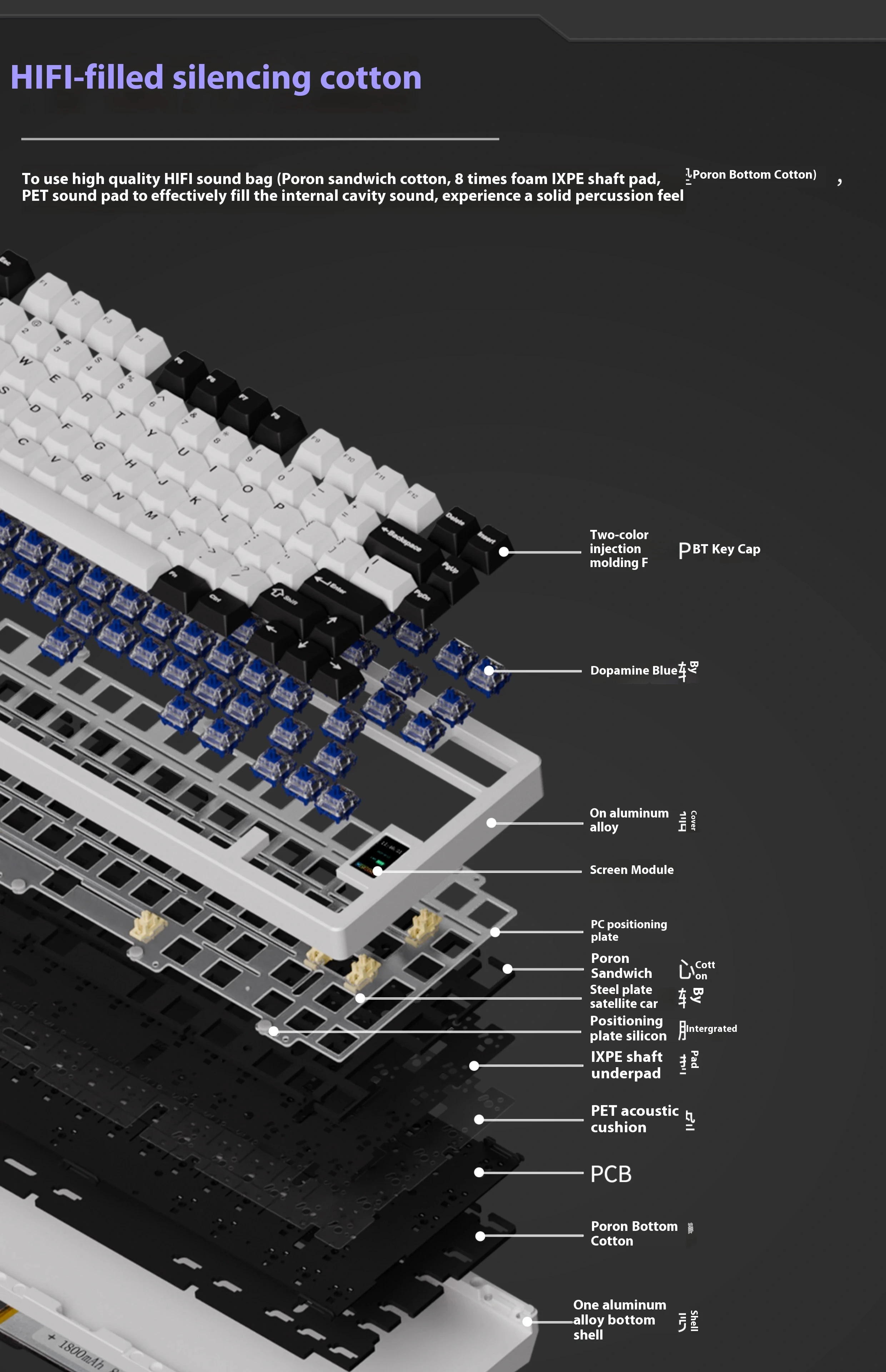 Imagem -03 - Teclado Mecânico de Liga de Alumínio Personalizado Bluetooth sem Fio Hot Swap Tela Faça Você Mesmo pc Gaming Nd75 Não Definido Modo Rgb