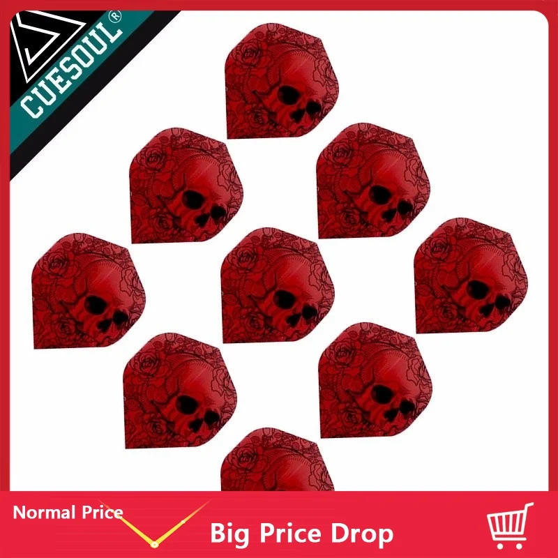 CUESOUL 9pcs Professional Dart Flights Feather Tail Wing Red Skull