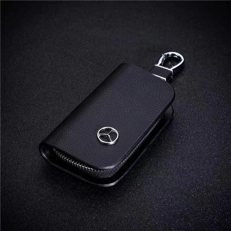 Leather Car Key Bag Wallet Case Key Fob Cover Shell Keychains For Mercedes benz AMG C E S GLE CLC Class W204 W203 W205 W124 W221