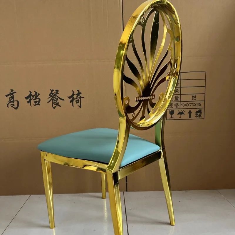 

Restaurant Banquet Wedding Hall Stainless Steel Backrest Hollow Phoenix Stool Chair