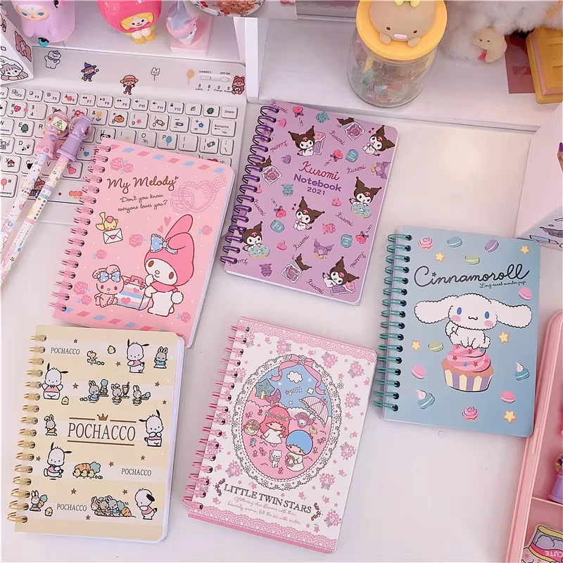 Sanrio Hello Kitty Notebook Cartoon Anime Cute Kuromi My Melody Coil Book Fashion Students Diary Writing Book Girl Holiday Gifts