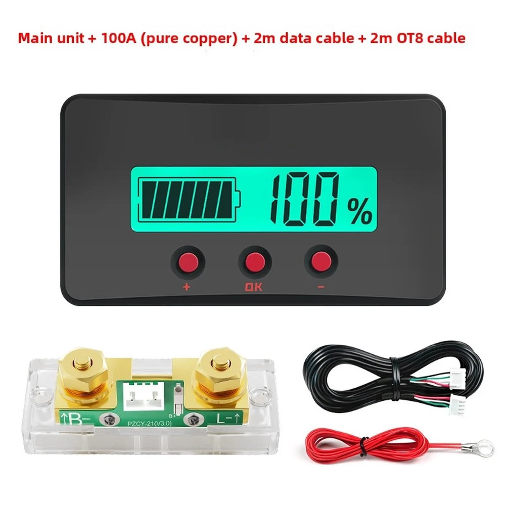 PZEM 033 Real-Time Battery Monitor Coulomb Meter with Shunt Support 50A/100A/200A/300A for 8-120V Applications