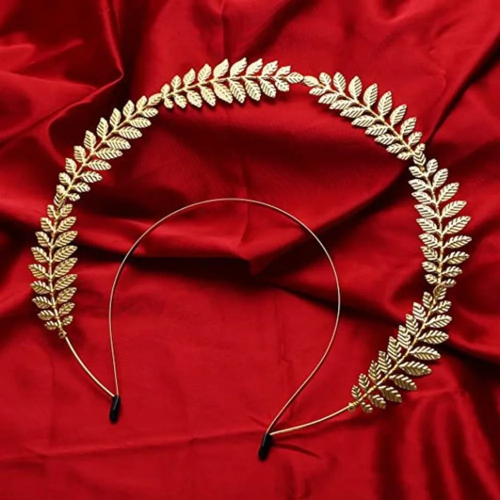 Couronne Halo Plaqué Or Vintage, Bandeau Tiara Baroque en Alliage Motif Épi de Blé et Feuille, Couronne Déesse du Soleil, Accessoires Photo