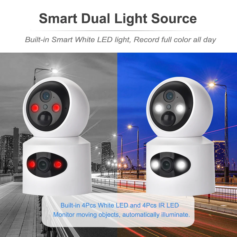 Dual Lens PTZ IP Camera 4000 mA Battery Wireless Auto Track Cctv Security Surveillance Video Full Color Night Vision HD Home Cam