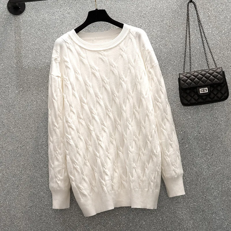 

100kg 175kg oversize Women Clothing Bust 150/160cm Thickened Women Pullovers O-neck Bottoming Twisted Sweaters Big Size 6xl 7xl