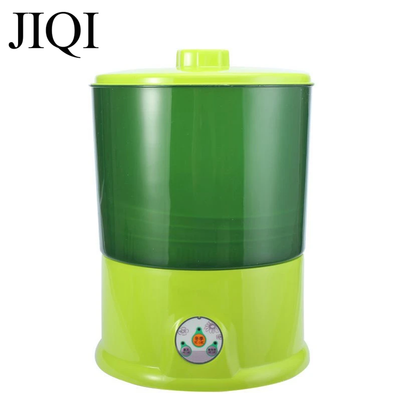 JIQI Intelligent Bean Sprouts Maker 2/3 Layer Automatic Electric Germinator Thermostat Green Vegetable Seed Growth Bucket 220V