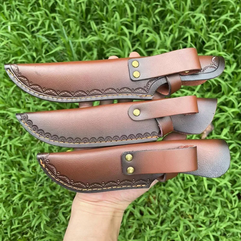 Protective Case Knife Two-layer Cowhide Fixed Blade Knife Cover Leather Sheath Scabbard Holsters Kitchen Knife Hunting