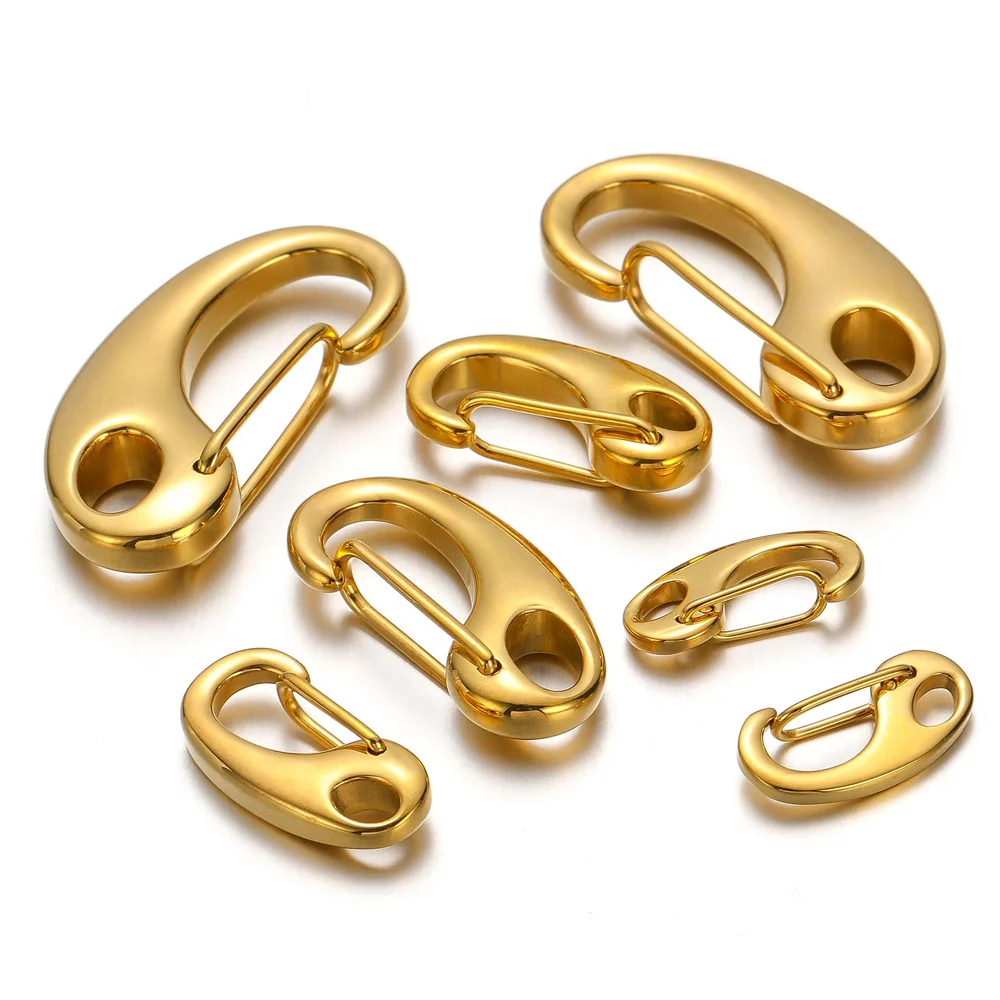 5pcs Stainless Steel D-shaped Gold Plated Lobster Clasps Hooks Connectors Necklace for DIY Jewelry Making Supplies