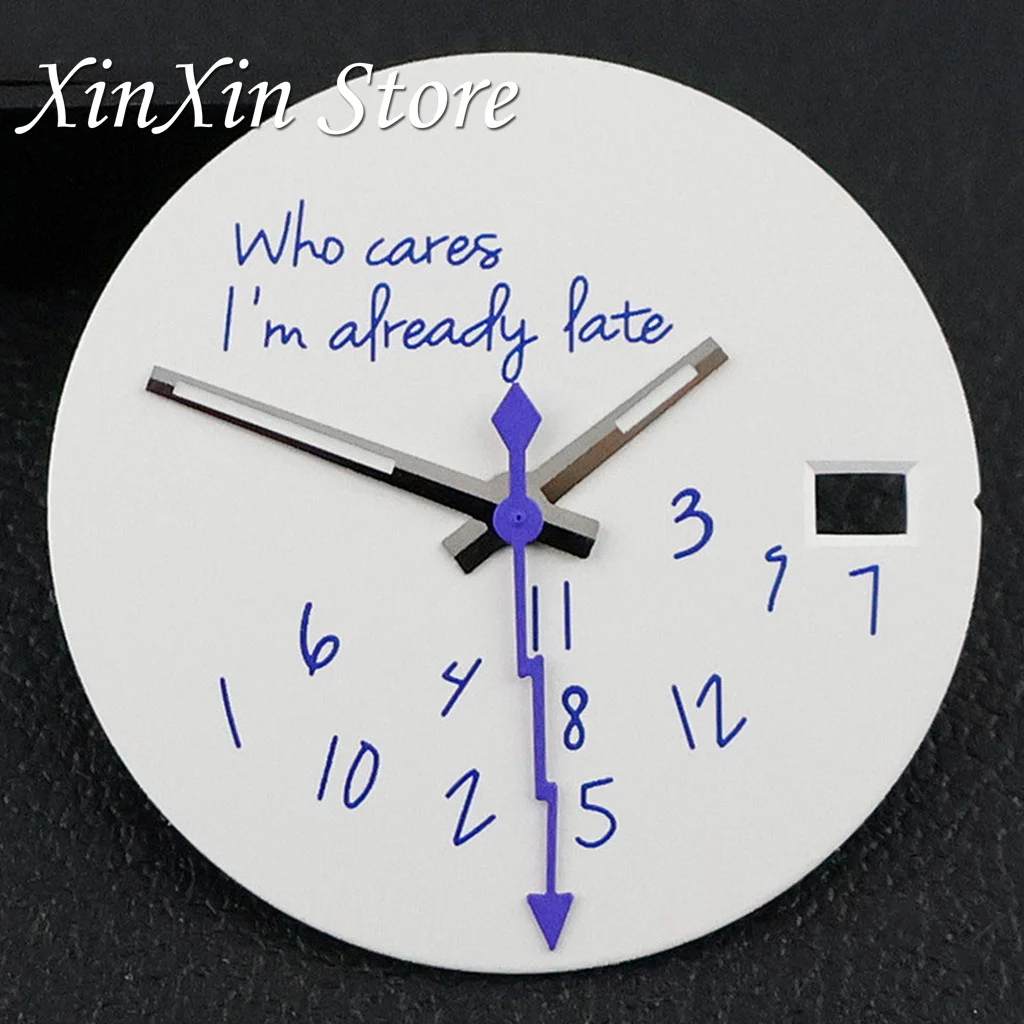 Esfera de reloj Blue Who Cares Lt's ya tarde, esfera de reloj NH35 modificada de 28,5mm con segundero relámpago para movimiento NH35 4R35