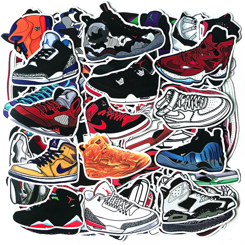 100PCS Basketball Shoes Stickers Vinyl Sports Decals for Laptop Water Bottle Guitar Luggage Computer Skateboard Car Gift for