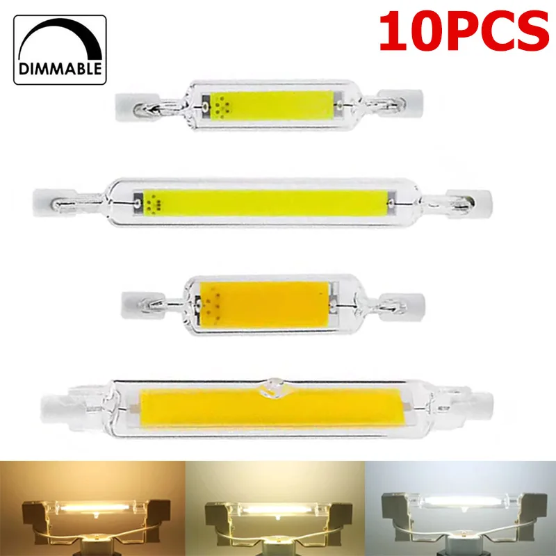 10x Dimmable R7S LED 118mm COB Tube Bulb 78mm Floodlight AC 110V/220V 5W 10W 20W Landscape Light Replacement for Halogen Lamp