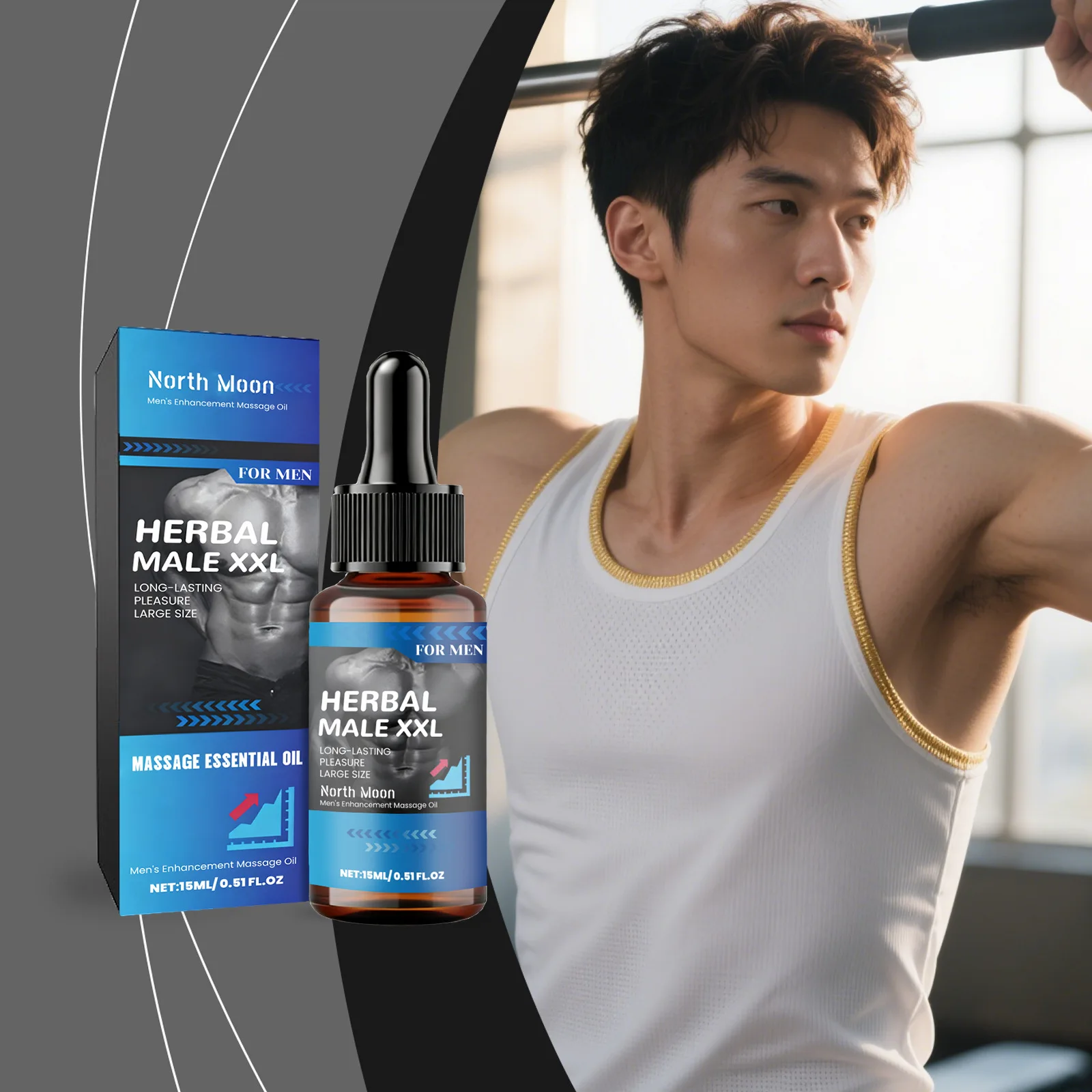 North Moon Herbal Men Body Care Essential Oil Refreshing Moisturizing Easy Absorb Non-Greasy Gentle Nourish Men Skin Massage Oil