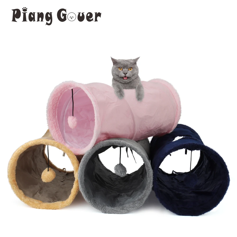 Tunnel Cat Toy Puppy Plush Ball Pet Toy Tent Tunnel Tube Storage Foldable Suede Cat Channel Drill Bucket