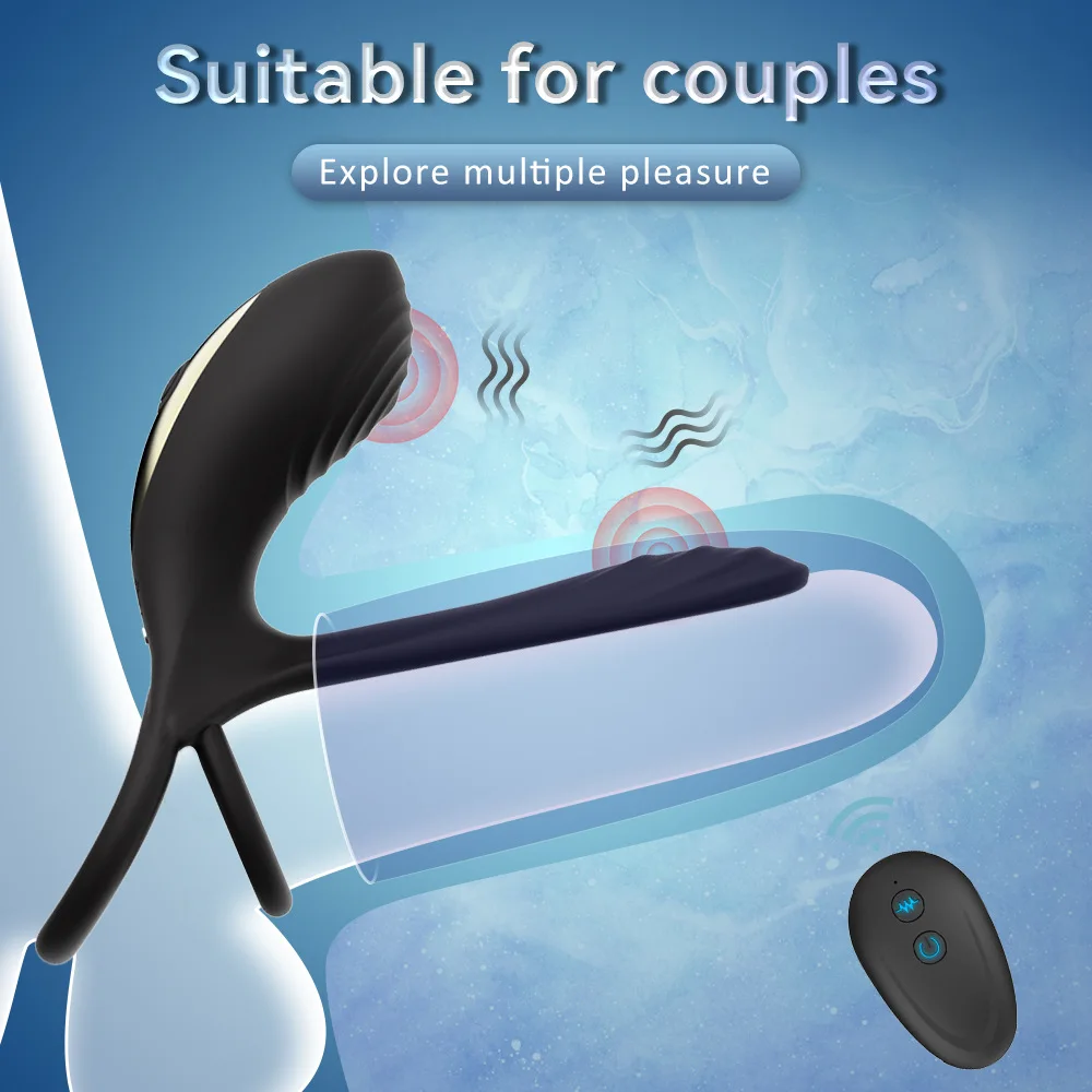 Double-ring penis ring dual-motor vibration delayed ejaculation and enlargement of erection adult sex toy 18