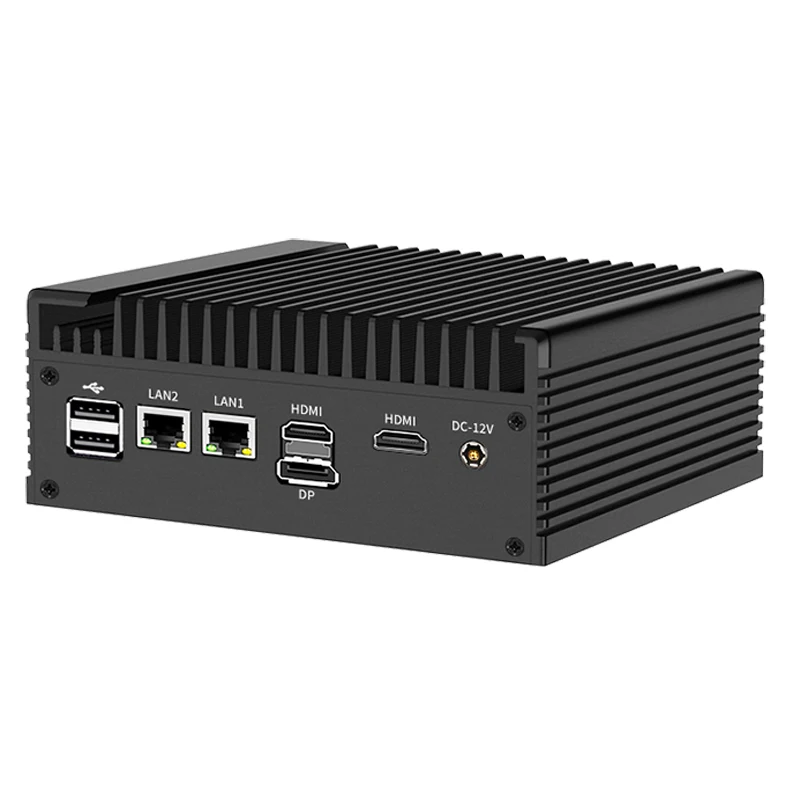 Solid Firewall Server 12th Gen Intel N100 N150 Fanless Mini PC 2xi226-V 2.5G 2*COM NVMe 1*DP 2*HD Efficient Cooling Computer Nuc