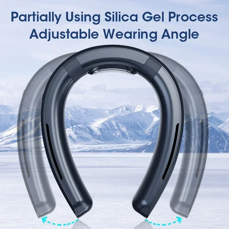 مروحة رقبة محمولة قابلة لإعادة الشحن USB بقدرة 4000 مللي أمبير في الساعة بدون شفرات صامتة 3 سرعات معلقة للسفر والمكتب واللاسلكي في الهواء الطلق #5