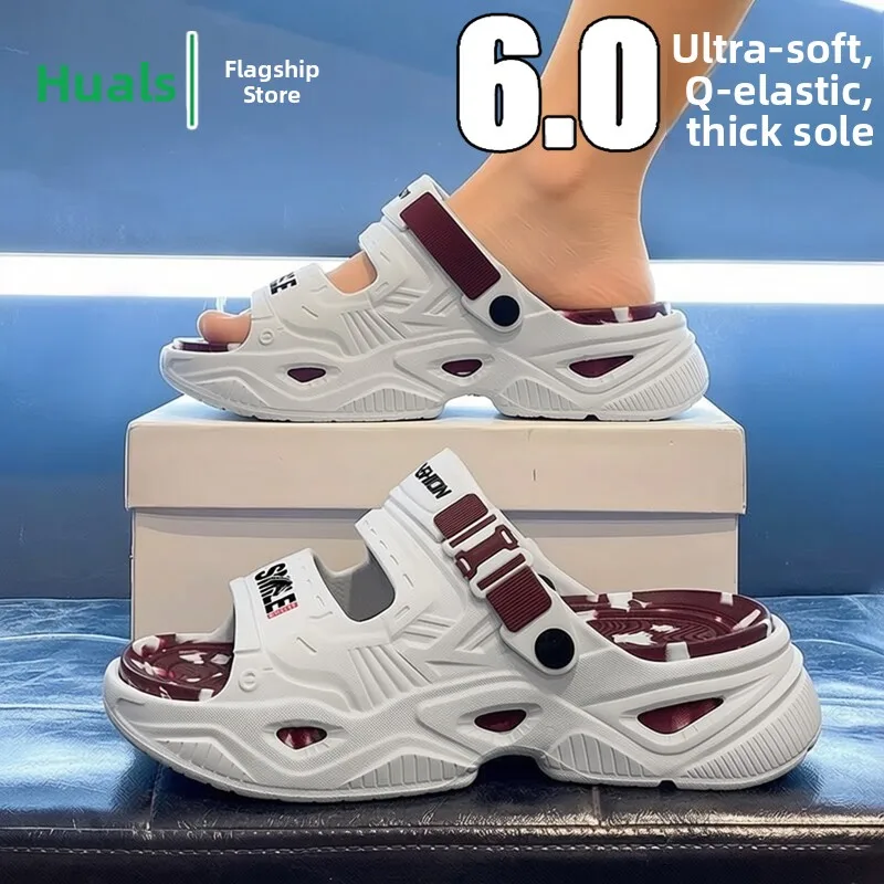 

Men's Summer Outdoor Slip-On Sandals Anti-Slip Soft Bottom Beach Shoes Driving Sport Big Size Dual-Purpose Casual Low-Top EVA