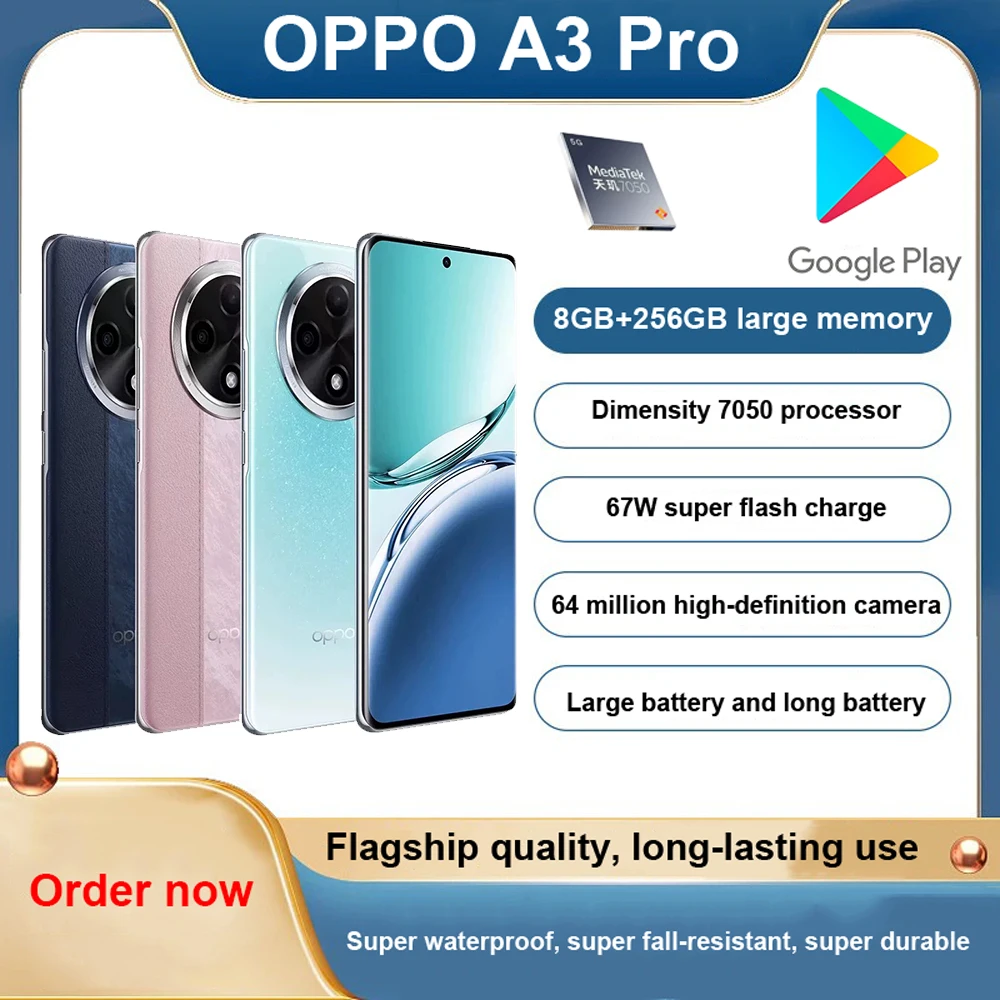 2026 NEW Original OPPO A3 Pro Mobile Phone Leather‑like Back 6.7